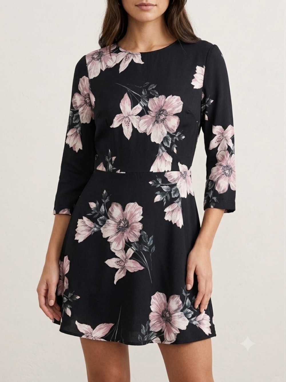 2/$25 Dynamite Black & Pink Floral Mini Dress